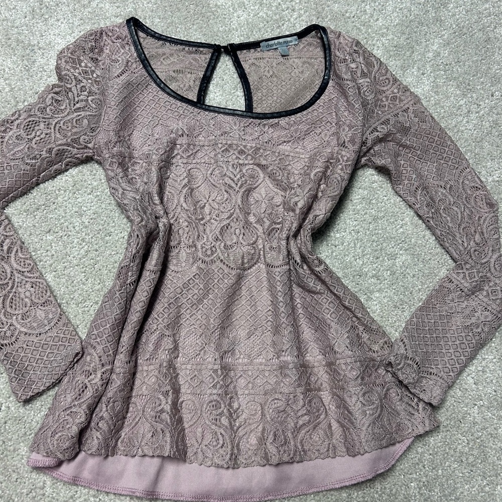 Lace Long Sleeve Top - Dusty Mauve